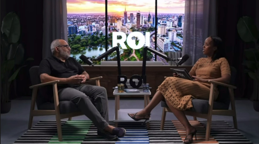 Podcast logo over the view