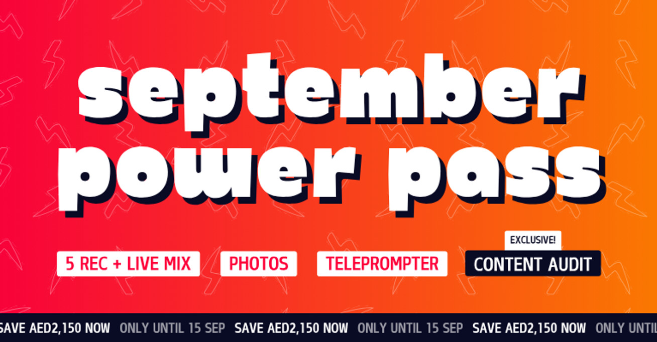 September Power Pass: 5 Rec + Live Mix Sessions with Photos & Teleprompter