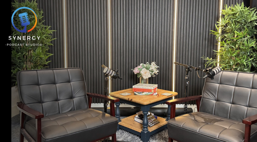 Black Chairs + Wood Panel & LED