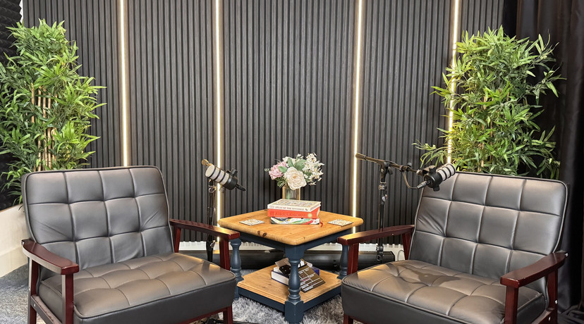 Black Chairs + Wood Panel & LED